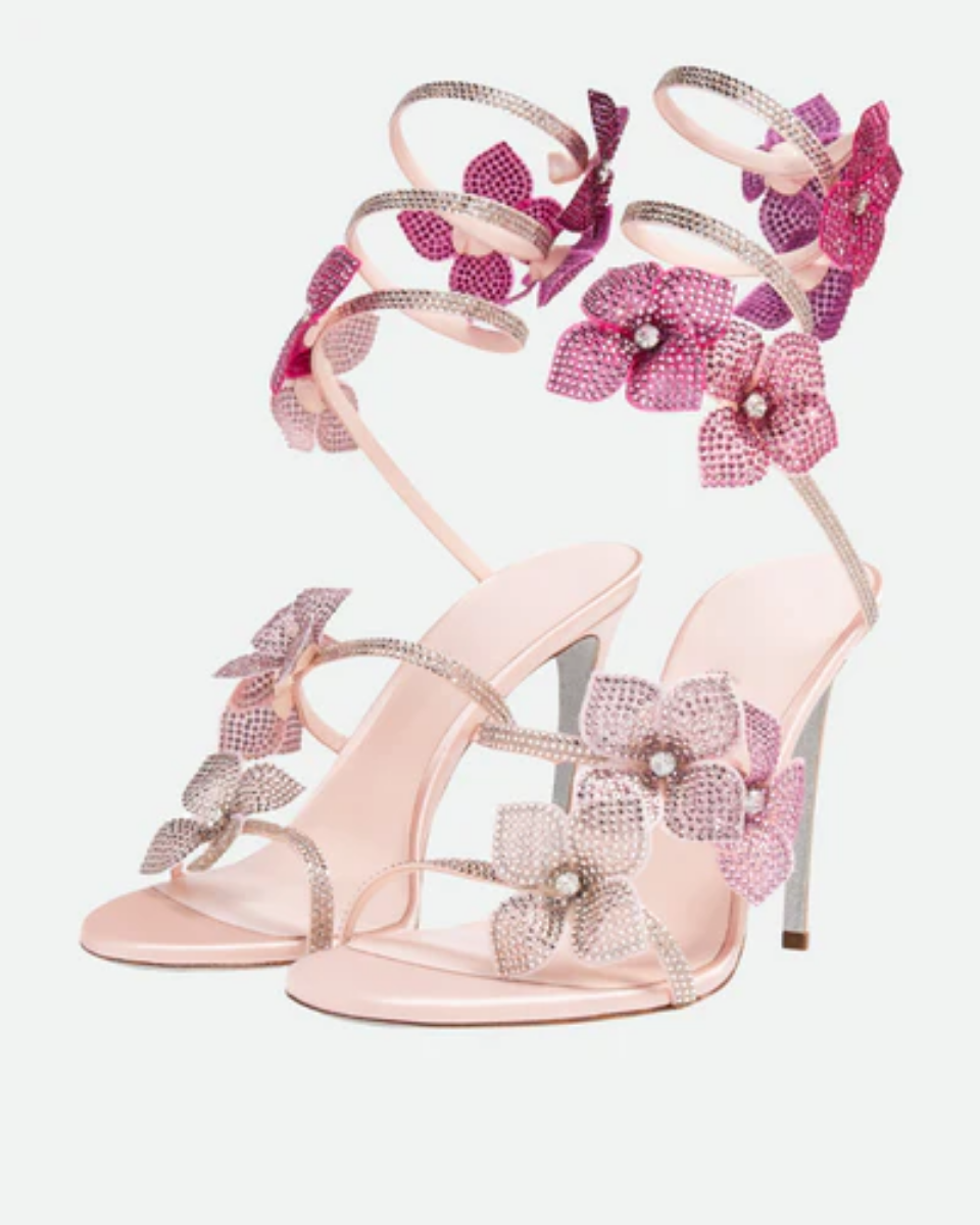 Margeline – Crystal-embellished satin – Floral appliqué heels-15133957325173-Nancy & Mae Savannah
