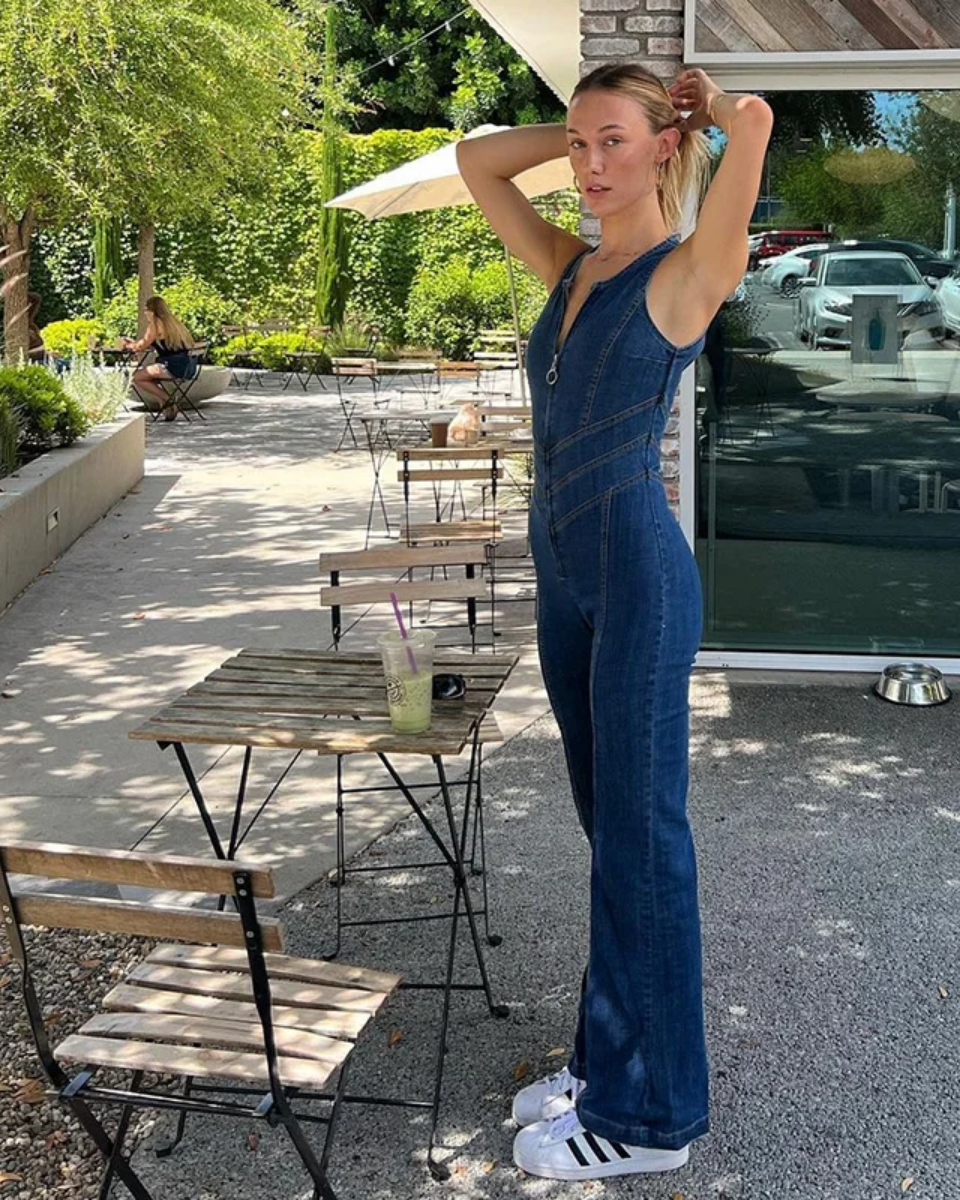 Margot – High-waisted design – Denim jumpsuit-15133676241269-Nancy & Mae Savannah