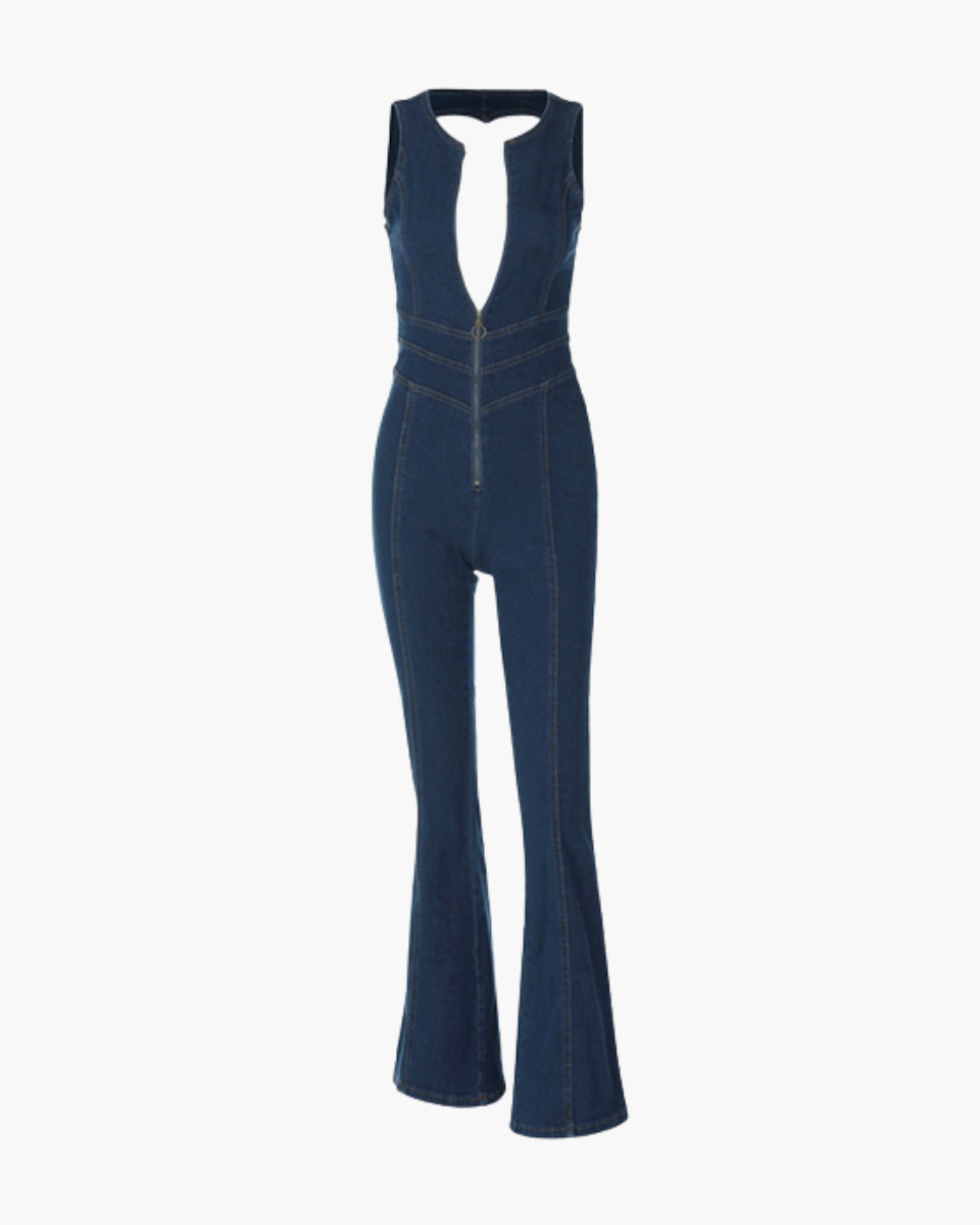 Margot – High-waisted design – Denim jumpsuit-15133676241269-Nancy & Mae Savannah