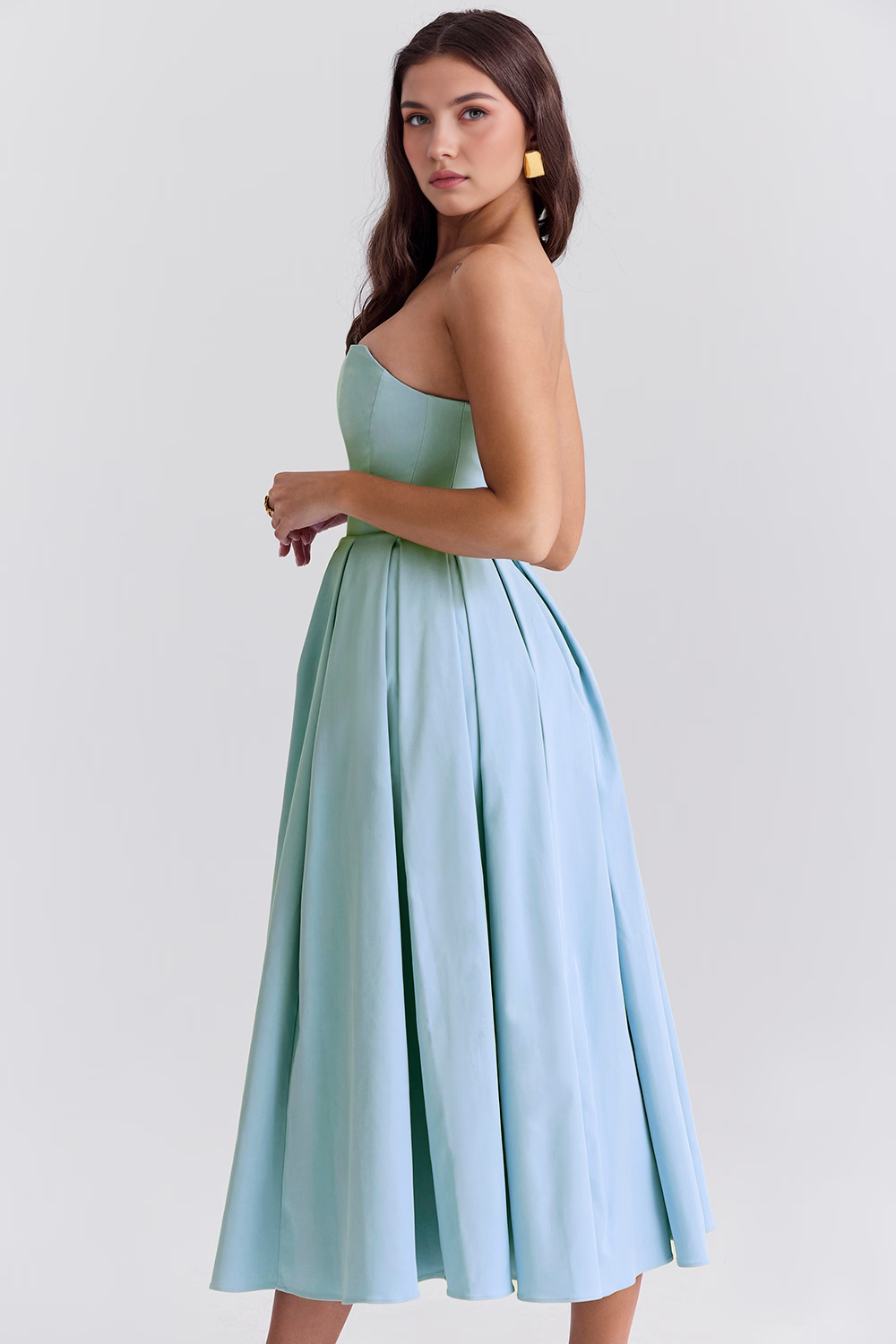 Marivelle – Strapless pleated – Midi dress-15260068446581-Mirella Fiore