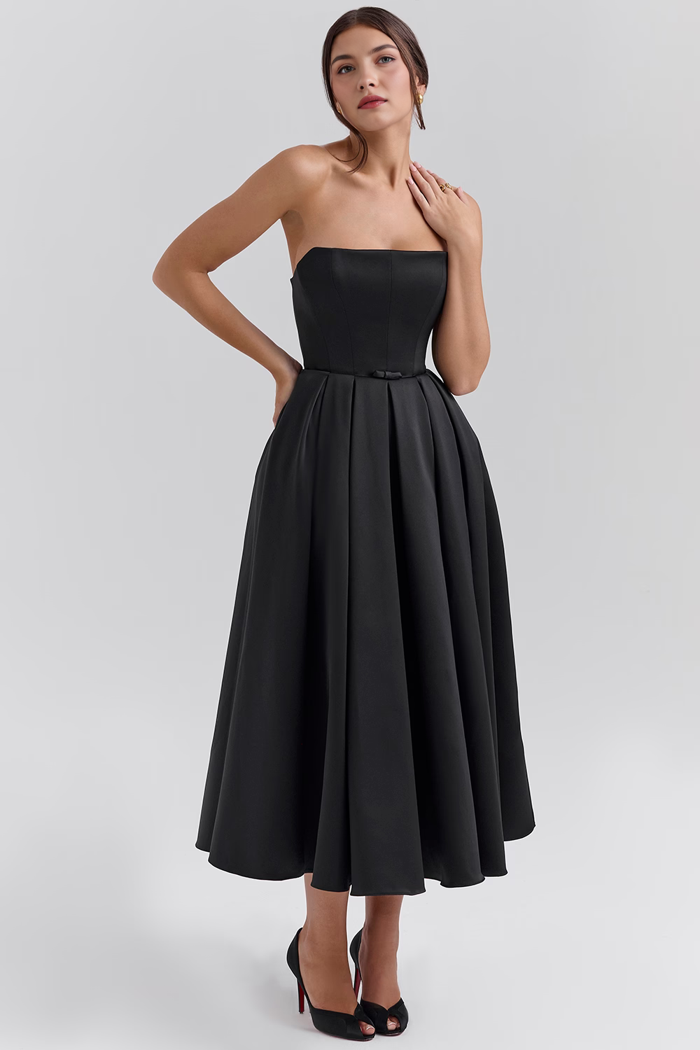 Marivelle – Strapless pleated – Midi dress-15260068446581-Mirella Fiore