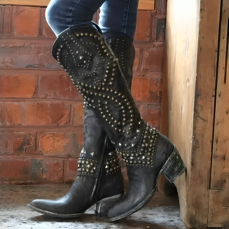 Mary - Western Knee-High Boots-15550871699829-Nancy & Mae Savannah