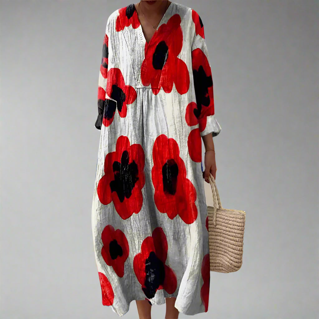 Mia - Floral Cotton Maxi Dress-15543804068213-Mirella Fiore
