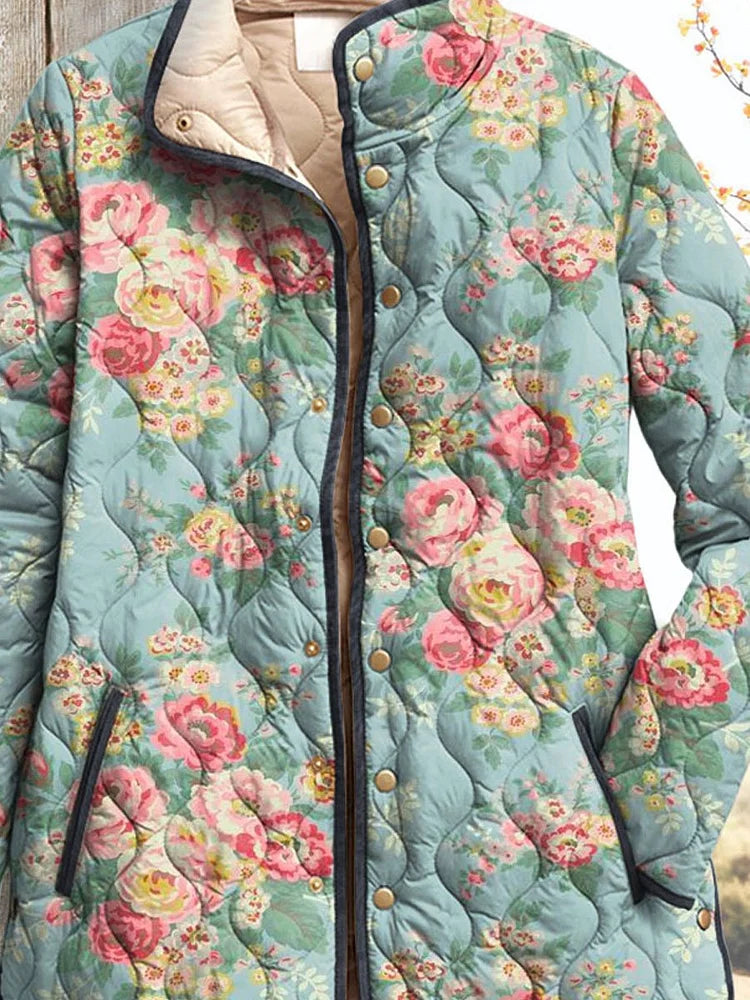 Mia - Quilted Floral Print Women's Jacket-15549061529973-Nancy & Mae Savannah