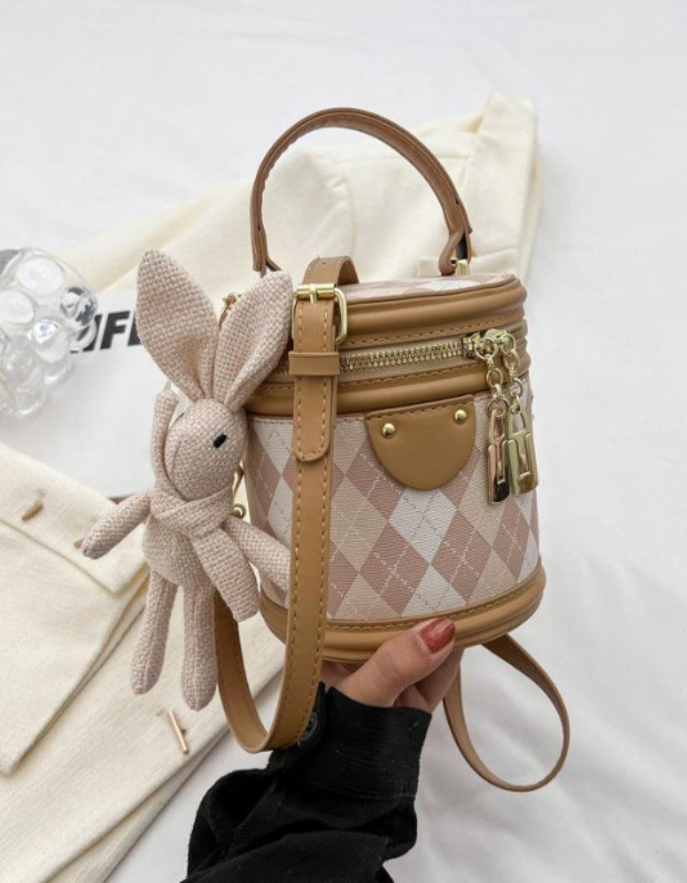 Minivière – Argyle bunny accent – Crossbody handbag-15209173877109-Mirella Fiore