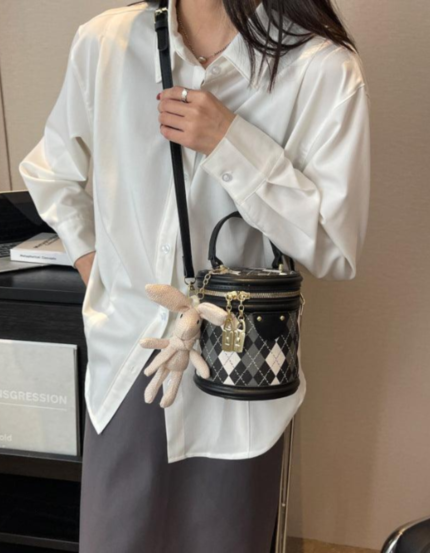 Minivière – Argyle bunny accent – Crossbody handbag-15209173877109-Nancy & Mae Savannah