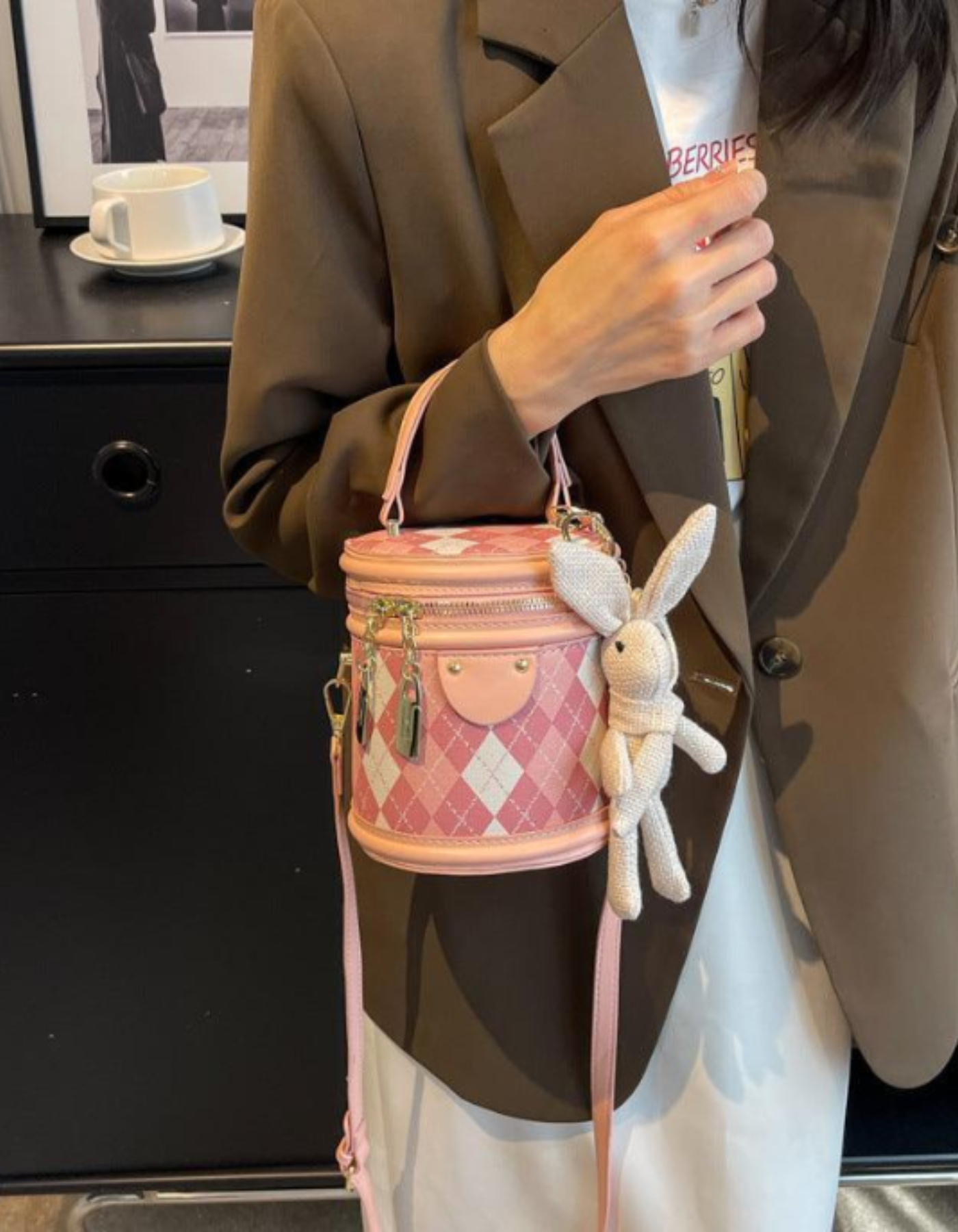 Minivière – Argyle bunny accent – Crossbody handbag-15209173877109-Nancy & Mae Savannah