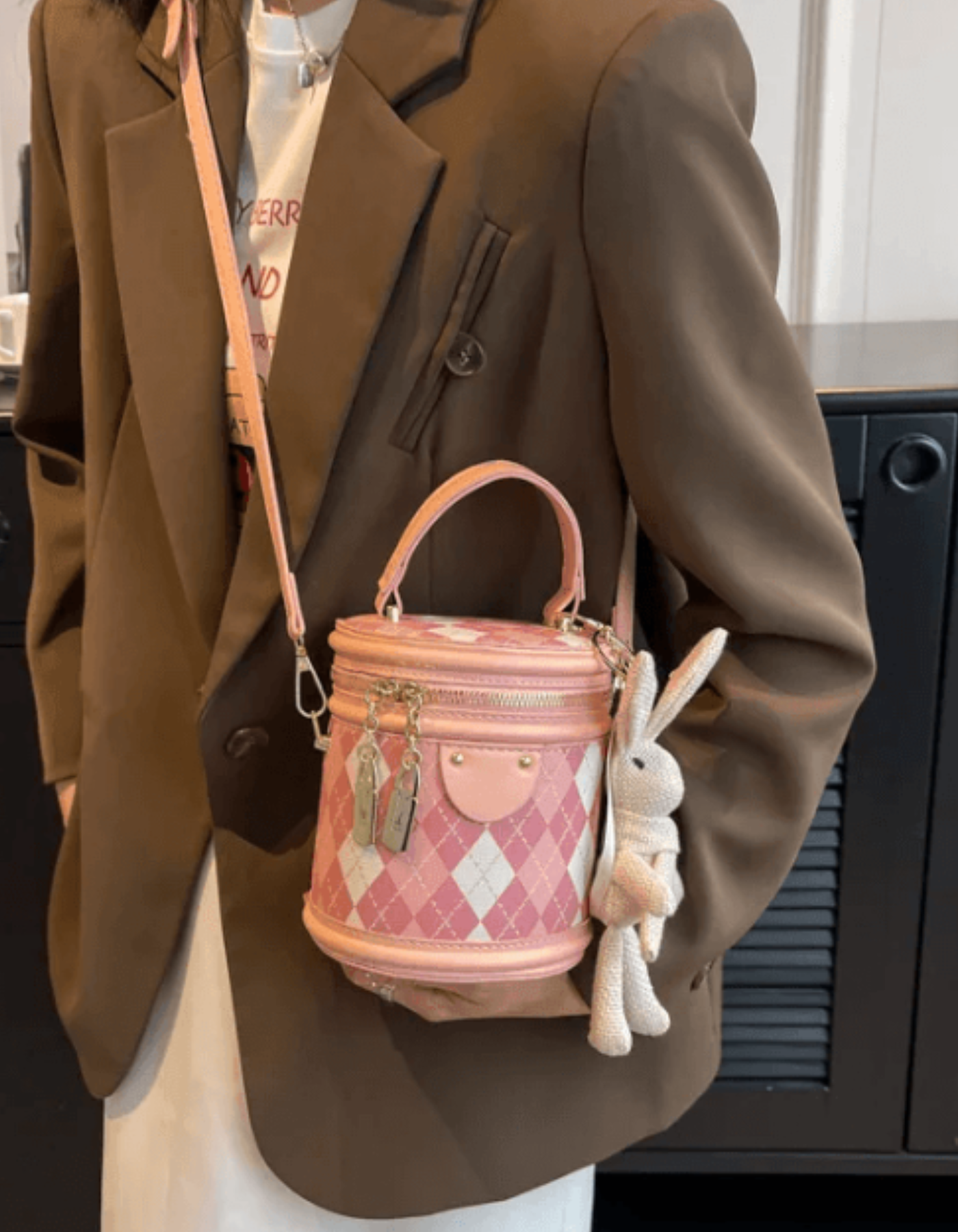 Minivière – Argyle bunny accent – Crossbody handbag-15209173877109-Nancy & Mae Savannah