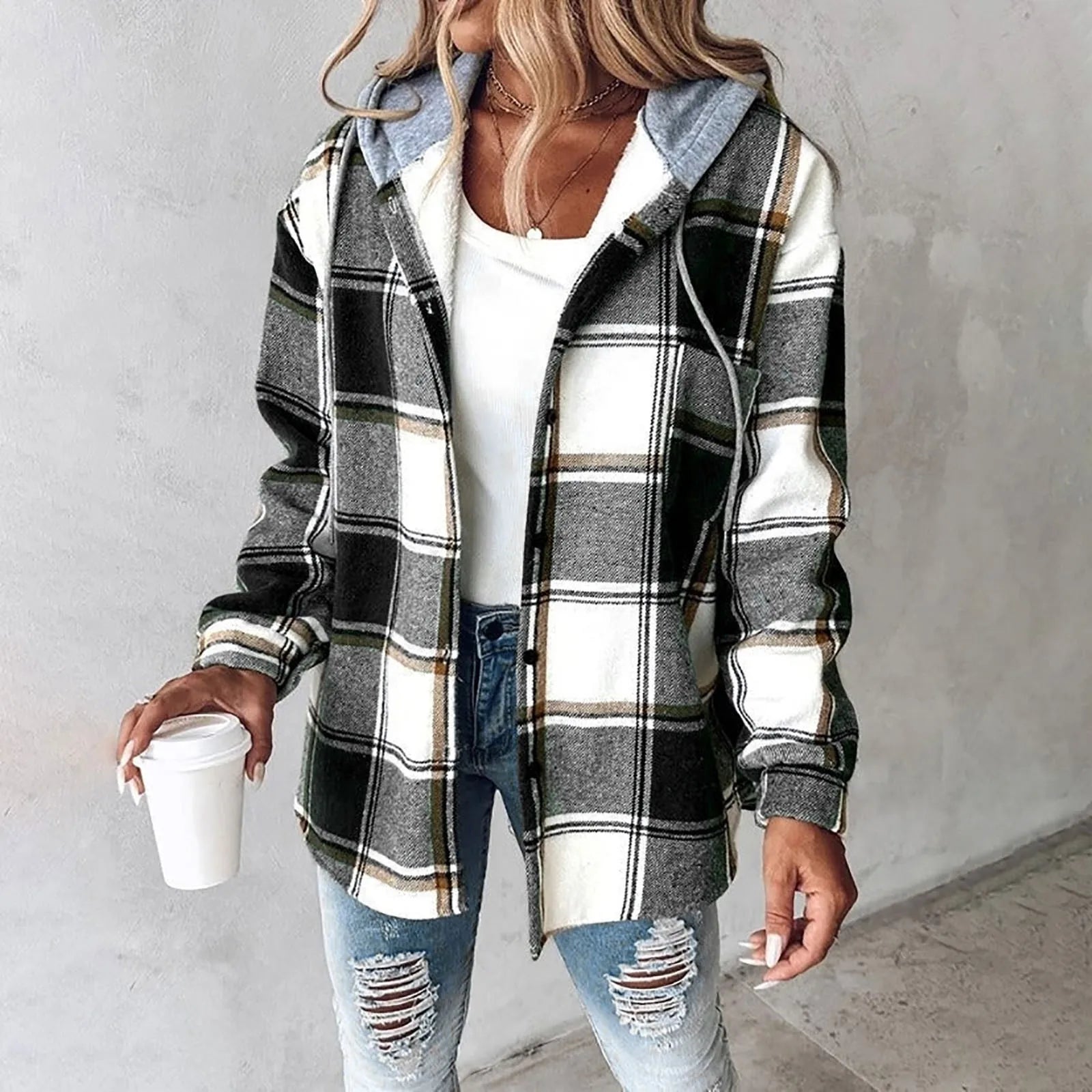 Mirelda - Cozy Plaid Hoodie Jacket-15550920393077-Nancy & Mae Savannah