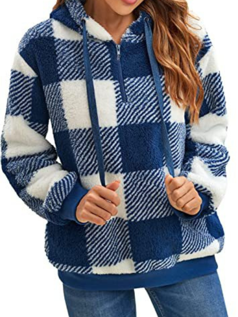 NICOLE - CHECK FLEECE HOODIE-15549015851381-Nancy & Mae Savannah