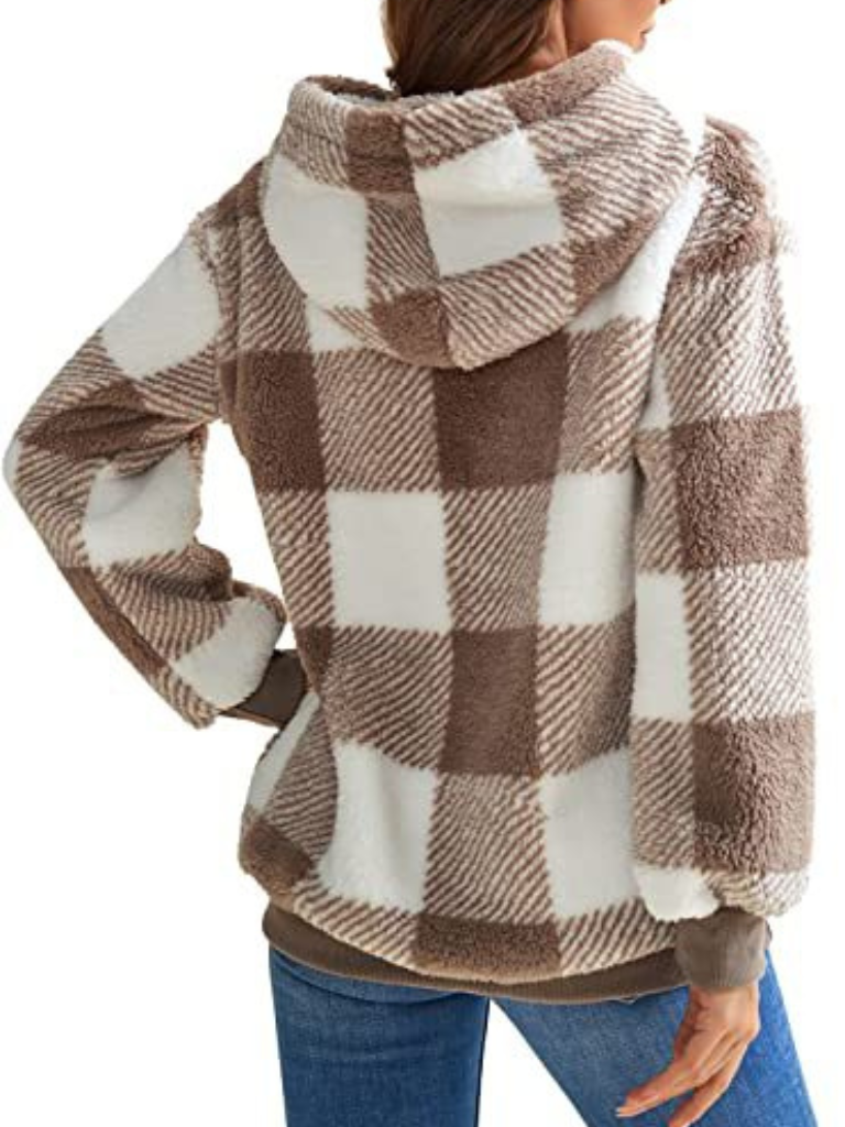 NICOLE - CHECK FLEECE HOODIE-15549015851381-Nancy & Mae Savannah