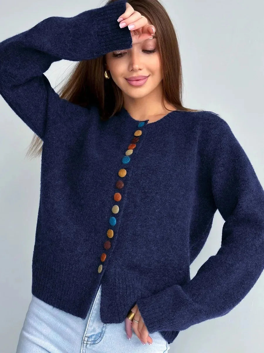 NOELLE - BUTTON-ACCENT CARDIGAN-15519212405109-Mirella Fiore