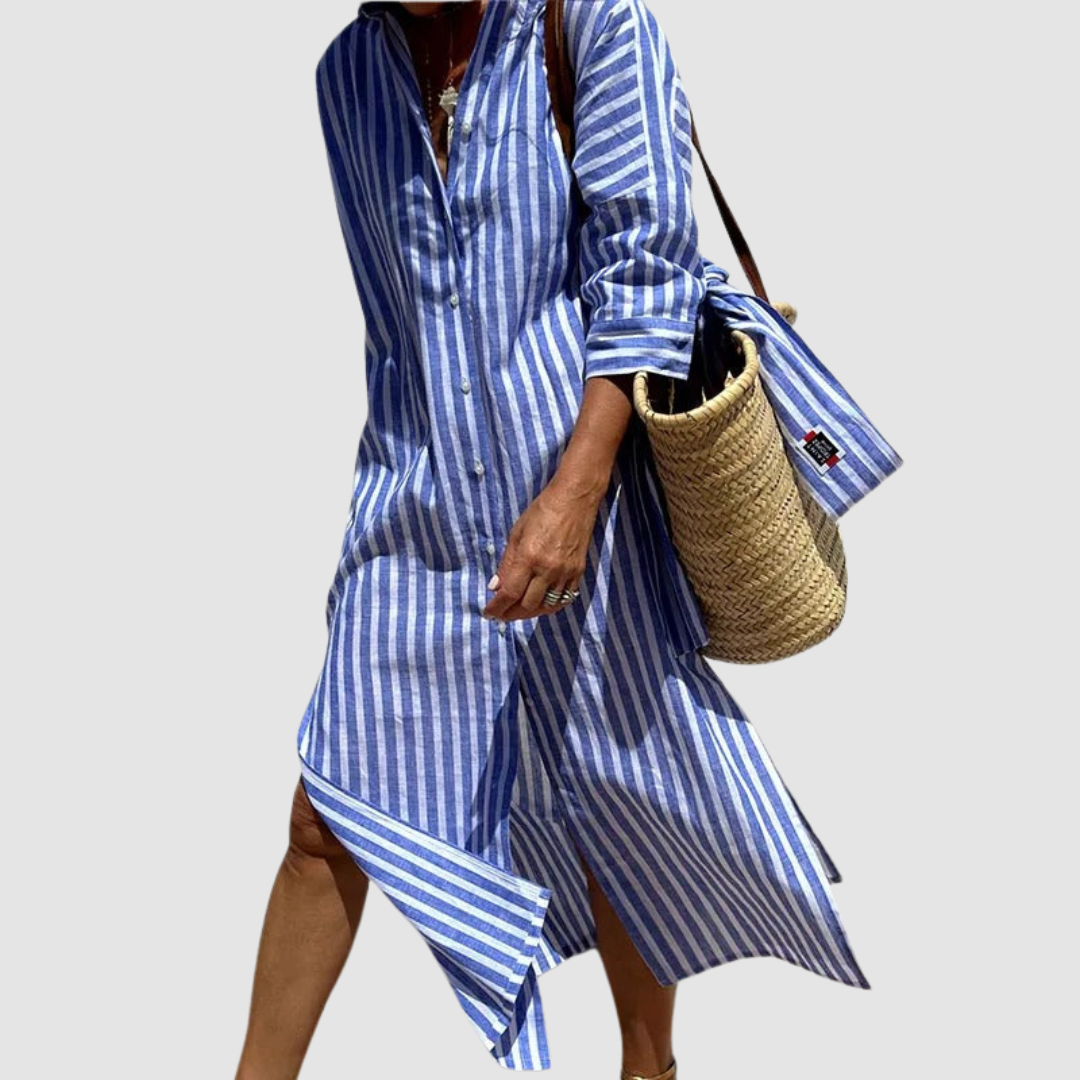 Nichole - Elegant Striped Summer Dress-15553262125429-Mirella Fiore