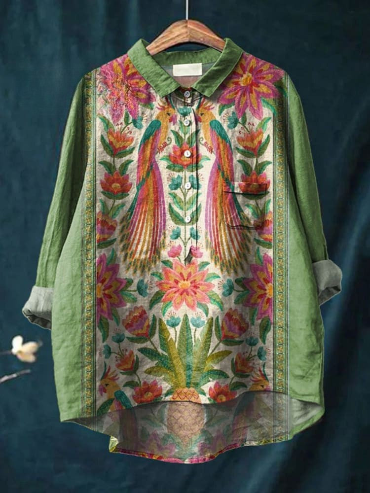 Nina - Tropical Peacock Shirt-15542213247349-Nancy & Mae Savannah