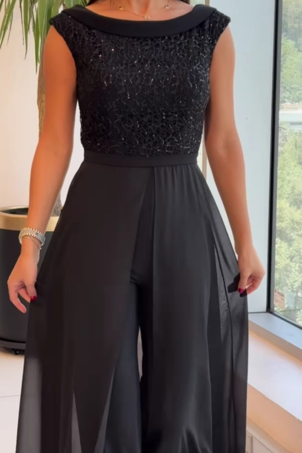 Noirelle – Sequin detail – Evening jumpsuit-15425695908213-Mirella Fiore