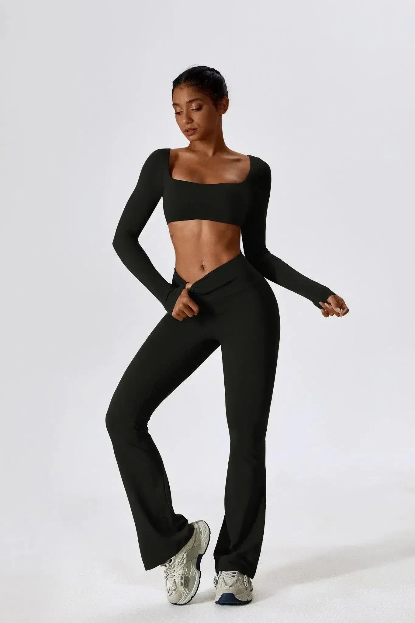Oceane – Square neckline – Crop top & leggings set-15133675716981-Mirella Fiore