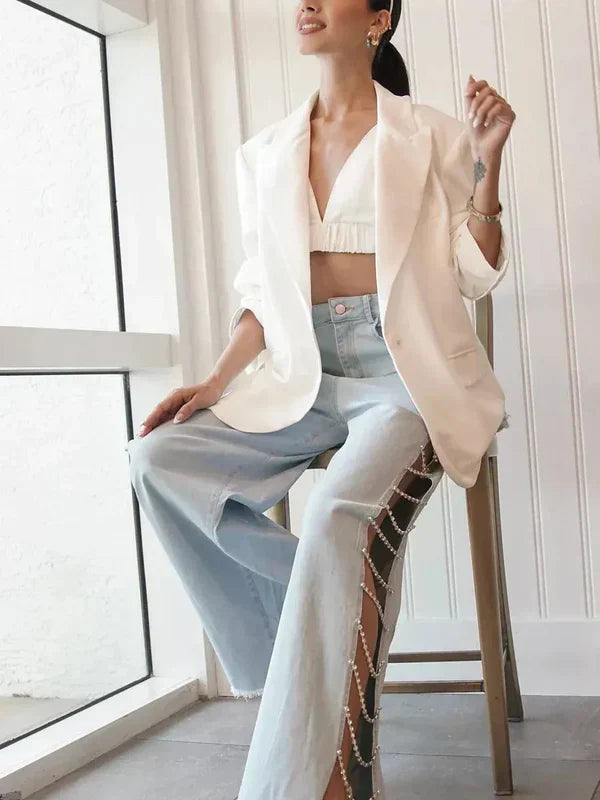 Olivetta – Cut-out design – Wide leg jeans-15133700096373-Nancy & Mae Savannah