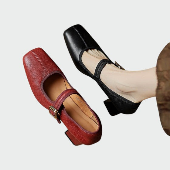 Olivia - Block-Heel Buckle Mary Jane Shoes-15519661359477-Nancy & Mae Savannah