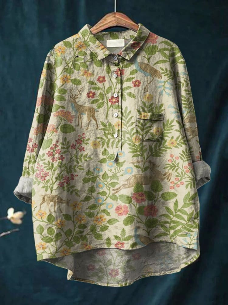 Olivia - Floral Forest Shirt-15542213509493-Nancy & Mae Savannah