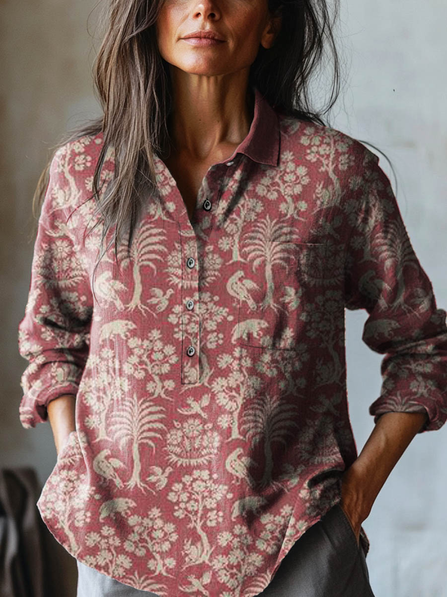 Olympia - Vintage Floral Print Blouse-15542195388789-Nancy & Mae Savannah