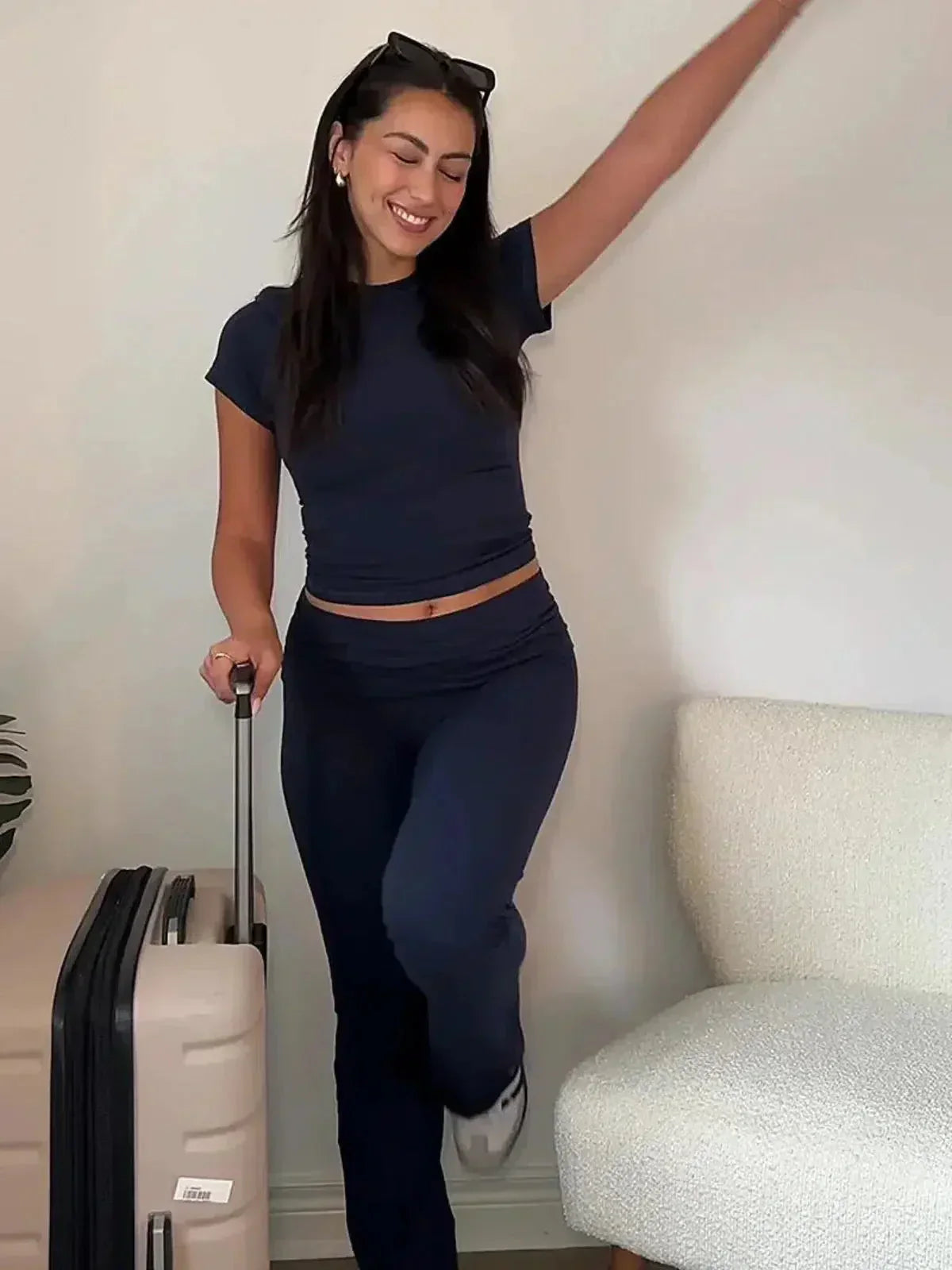 Ovidia – Slim-fit top & high-waist flare pants – Two-piece set-15133781754229-Nancy & Mae Savannah