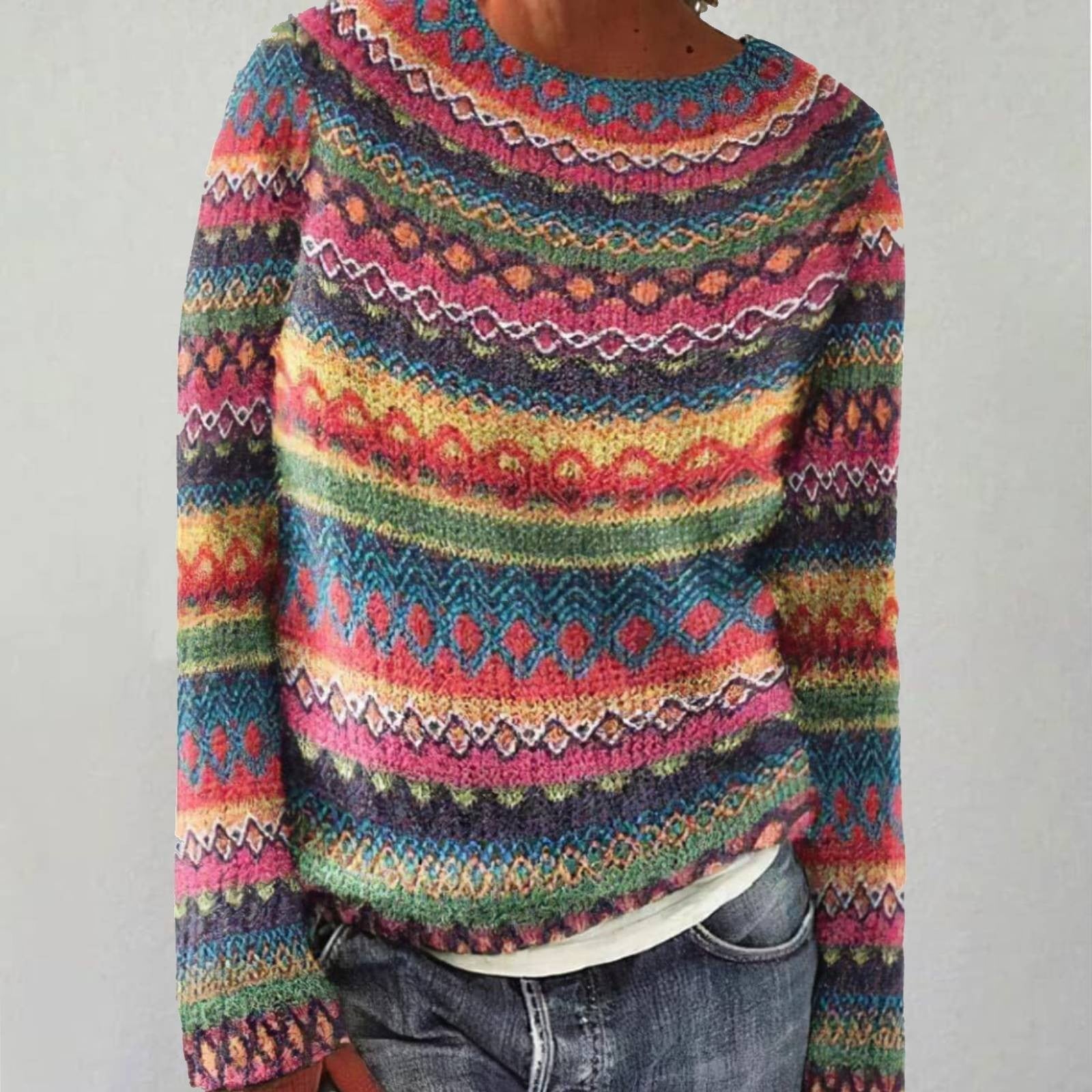 Pauline - Comfortable Retro Sweater-15553139540341-Mirella Fiore