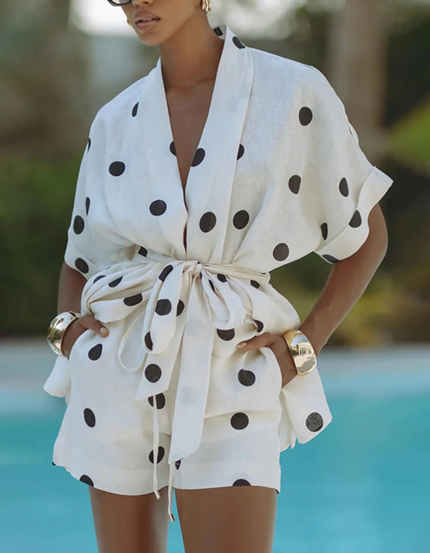Phoebe – Polka dot print design – Top and shorts set-15259461714293-Mirella Fiore