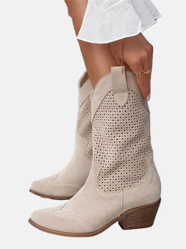 Piper - Perforated Ankle Boots-15520005489013-Mirella Fiore