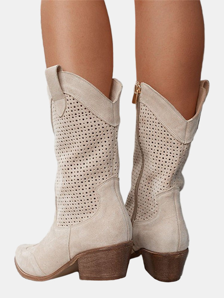 Piper - Perforated Ankle Boots-15520005489013-Mirella Fiore