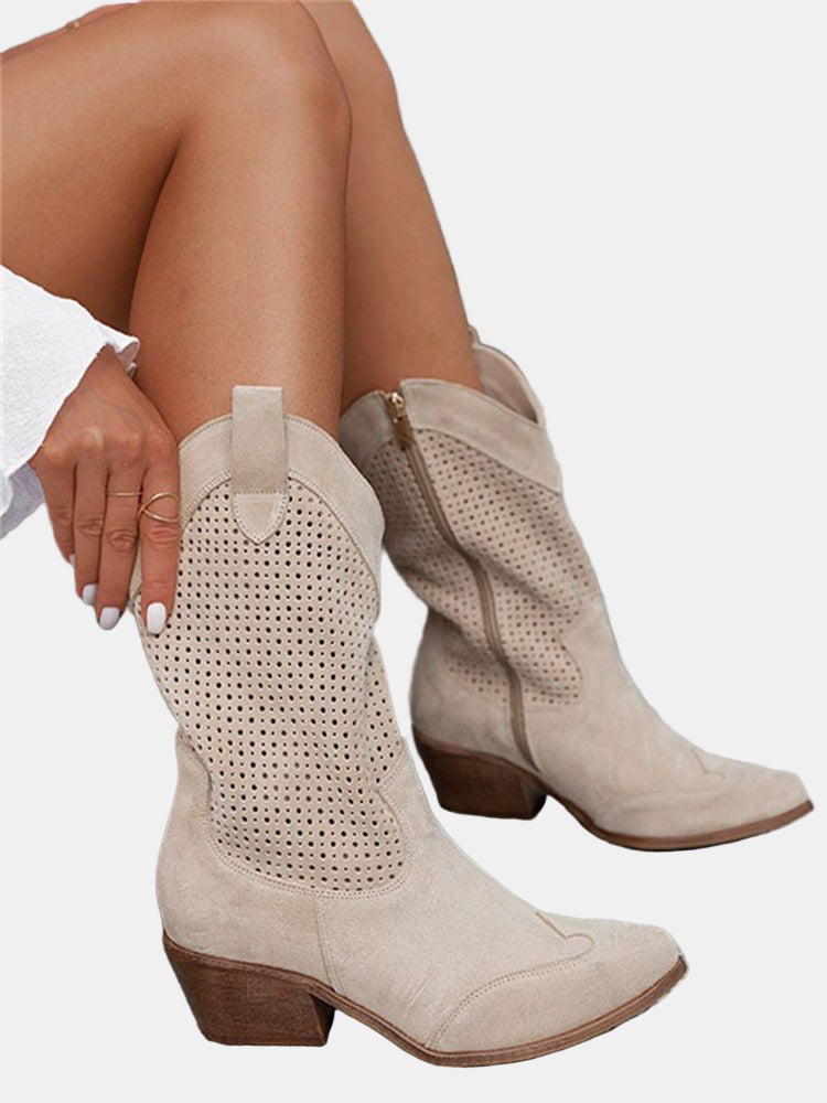 Piper - Perforated Ankle Boots-15520005489013-Mirella Fiore