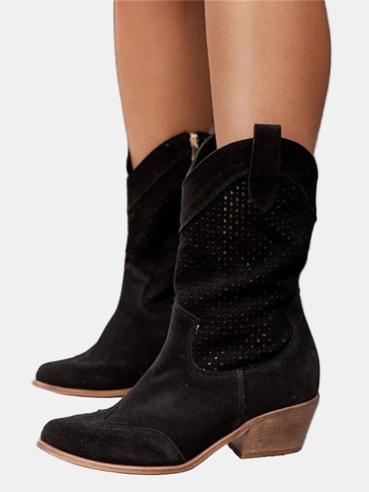 Piper - Perforated Ankle Boots-15520005489013-Mirella Fiore