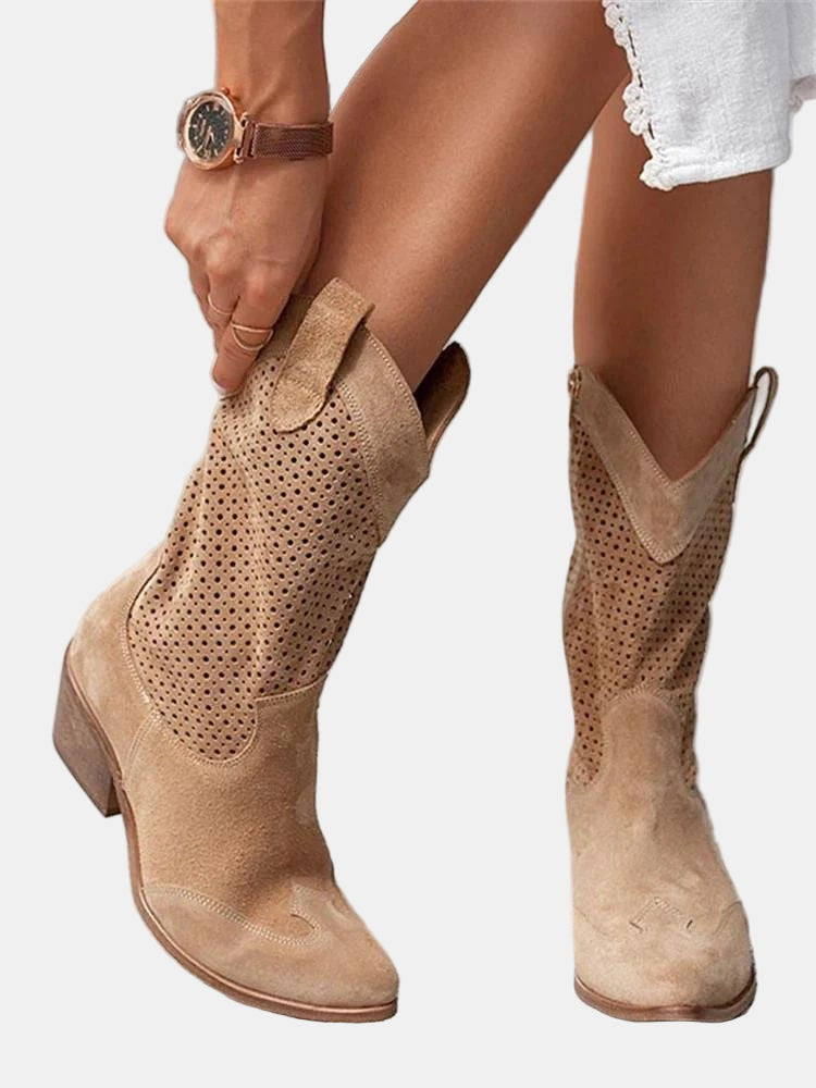 Piper - Perforated Ankle Boots-15520005489013-Mirella Fiore
