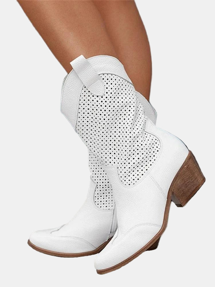 Piper - Perforated Ankle Boots-15520005489013-Mirella Fiore