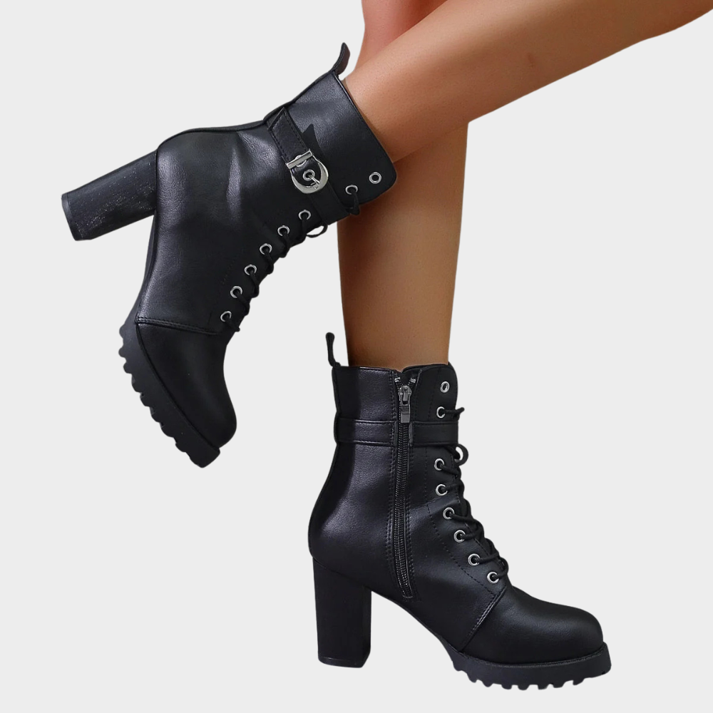 Quinn - Flared Heel Ankle Boots-15520005816693-Mirella Fiore
