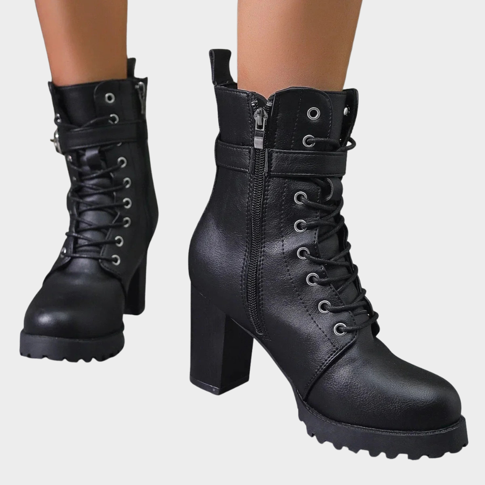 Quinn - Flared Heel Ankle Boots-15520005816693-Mirella Fiore