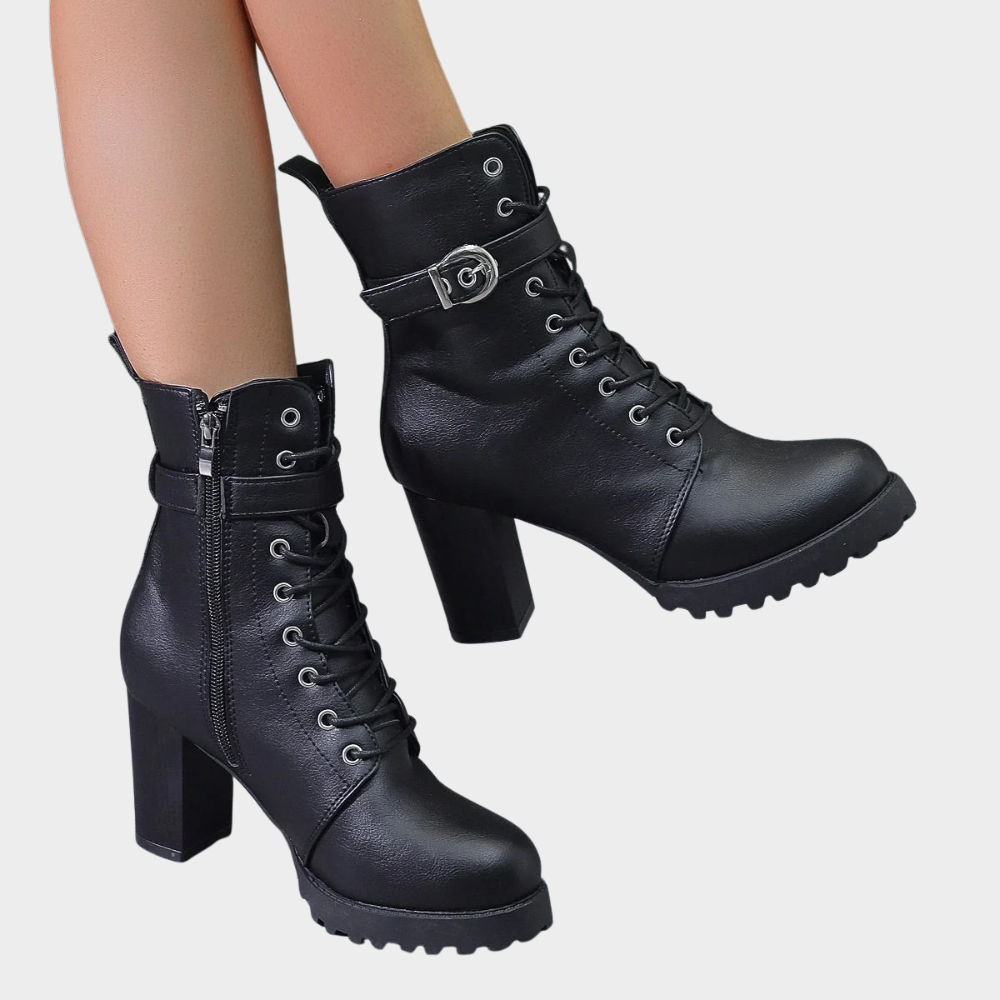 Quinn - Flared Heel Ankle Boots-15520005816693-Mirella Fiore