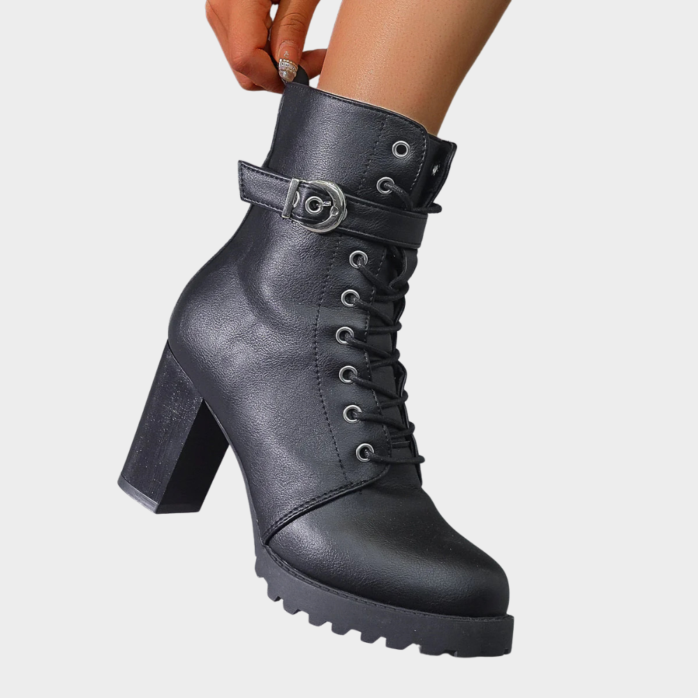 Quinn - Flared Heel Ankle Boots-15520005816693-Mirella Fiore