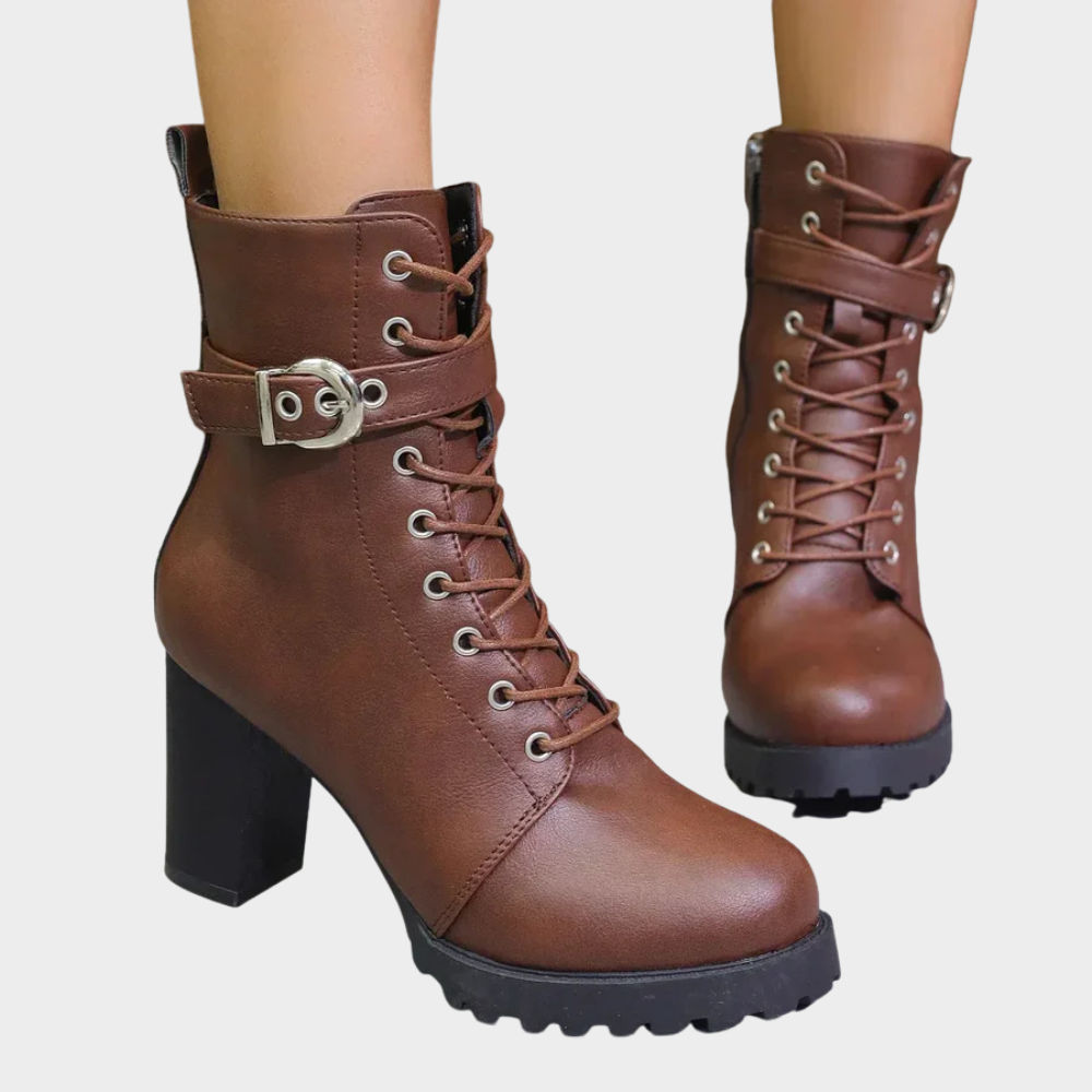 Quinn - Flared Heel Ankle Boots-15520005816693-Mirella Fiore
