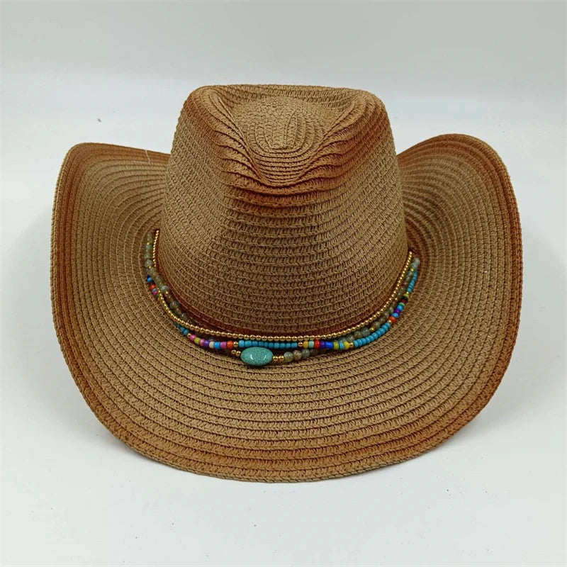 Rialora – Beaded coral – Straw cowboy hat-15133813899637-Nancy & Mae Savannah