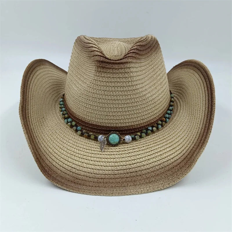 Rialora – Beaded coral – Straw cowboy hat-15133813899637-Nancy & Mae Savannah