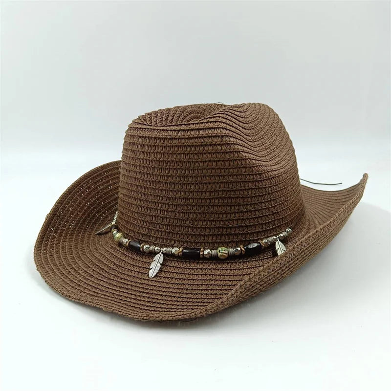 Rialora – Beaded coral – Straw cowboy hat-15133813899637-Nancy & Mae Savannah
