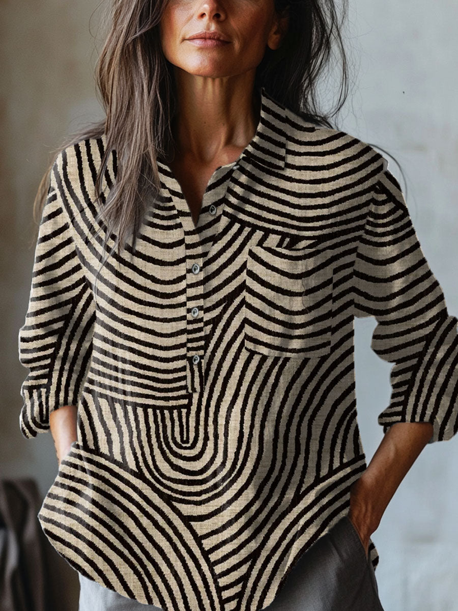 Rita - Abstract Striped Print Shirt-15542213116277-Nancy & Mae Savannah