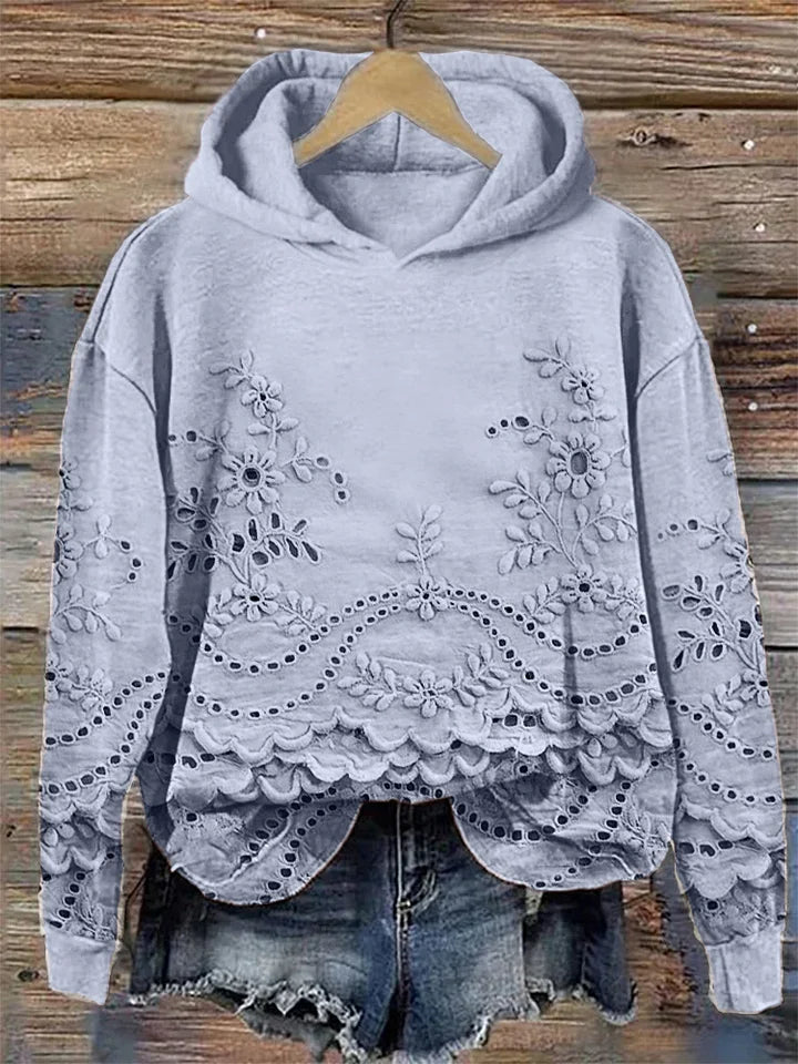SASSY - Hoodie with Floral Embroidery-15519825756533-Nancy & Mae Savannah