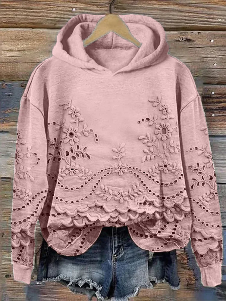 SASSY - Hoodie with Floral Embroidery-15519825756533-Nancy & Mae Savannah