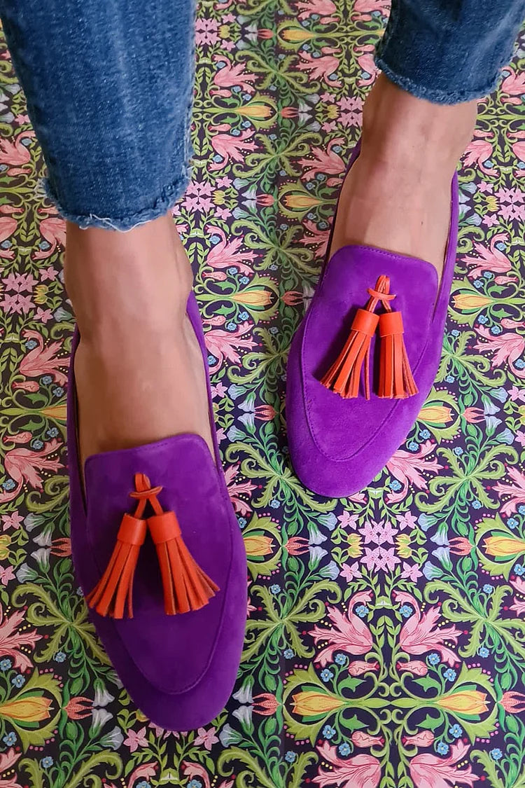 SOLENE - PURPLE LOAFERS WITH TASSELS-15553867219317-Nancy & Mae Savannah