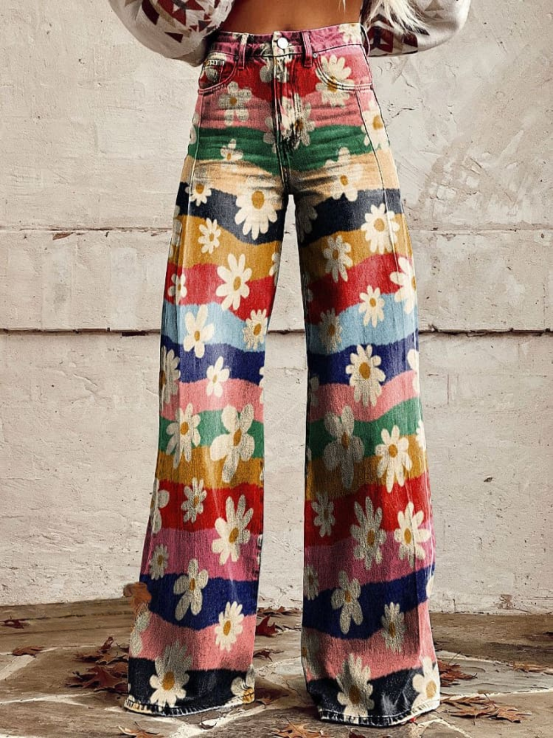 Savannah - Retro Floral High-Waisted Flare pants-15531074158965-Nancy & Mae Savannah