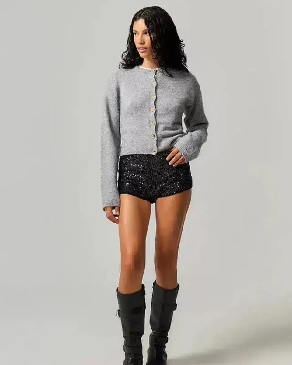 Selora – Sequin details – Velvet party shorts-15133677388149-Nancy & Mae Savannah