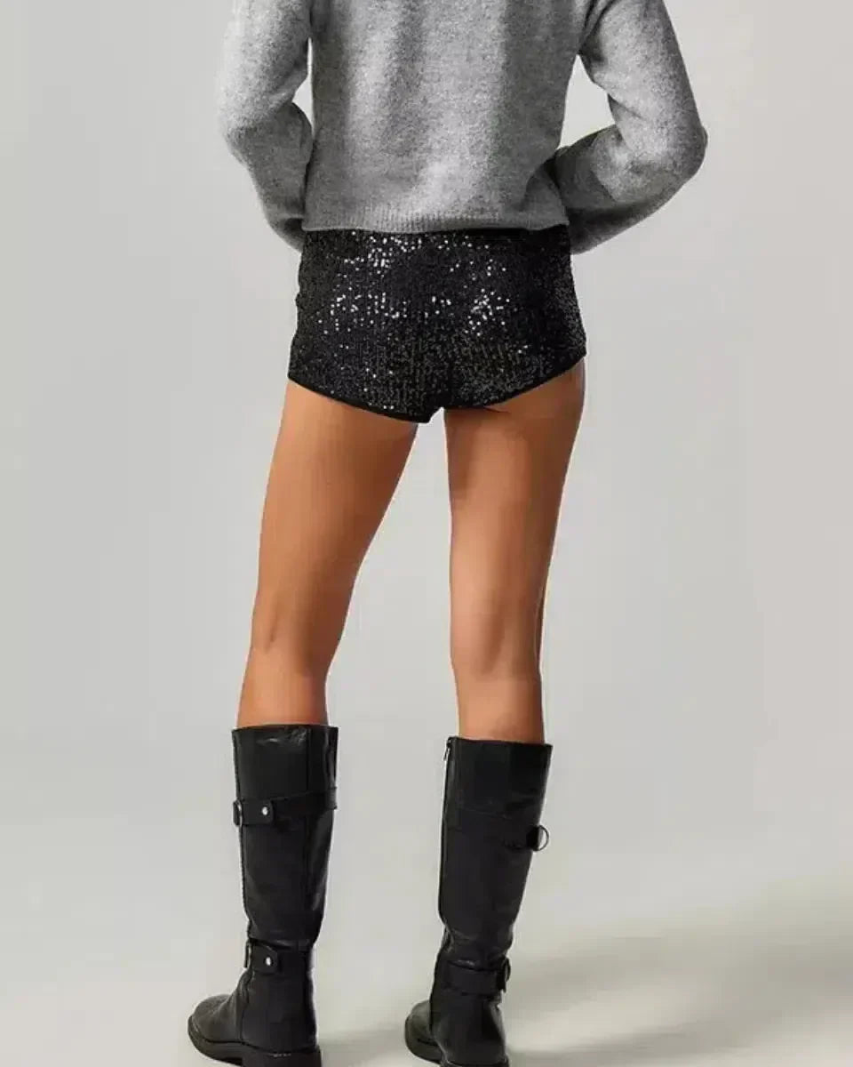 Selora – Sequin details – Velvet party shorts-15133677388149-Nancy & Mae Savannah