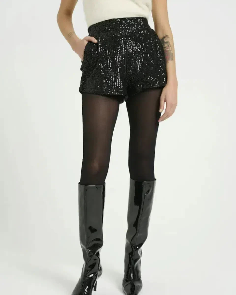 Selora – Sequin details – Velvet party shorts-15133677388149-Nancy & Mae Savannah