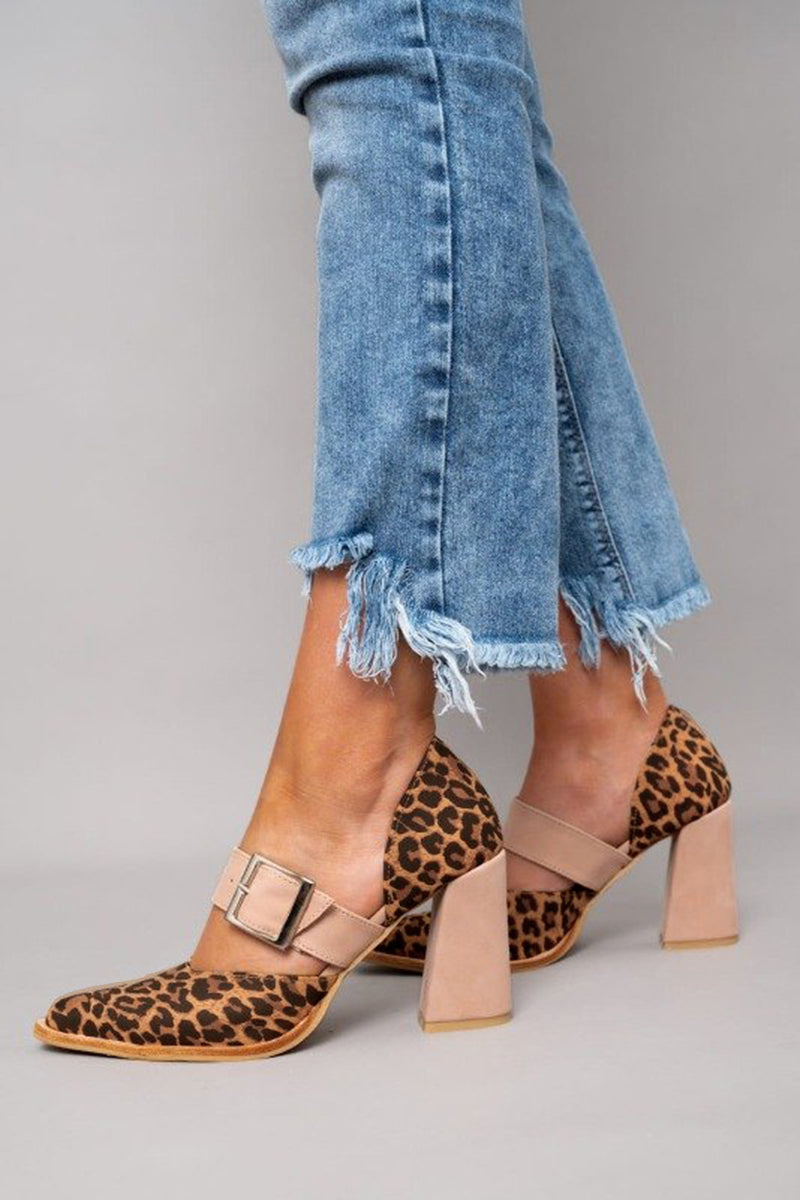 Selveta - Leopard suede sandals with stable heel-15530389995893-Nancy & Mae Savannah
